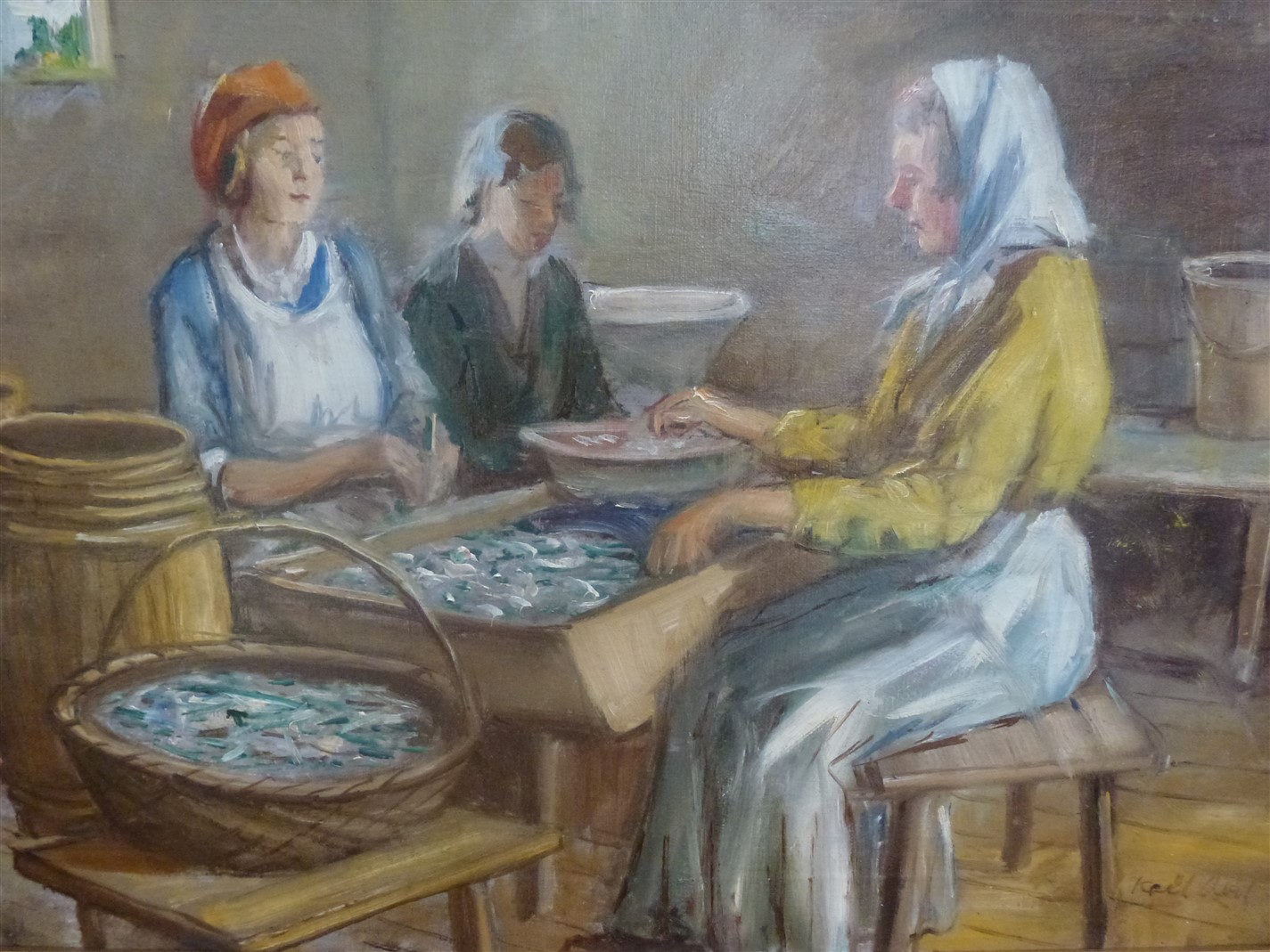 Scène de préparation du poisson, Karl Avil, vers 1930, 15.25.1. Musée des marais salants